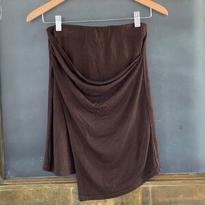 Vince Brown Draped Asymmetrical Stretchy Skirt Minimalist Designer